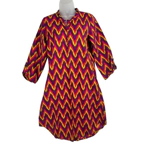 Melange Multi Color Ikat Pattern Tunic Sz M - Picture 1 of 6